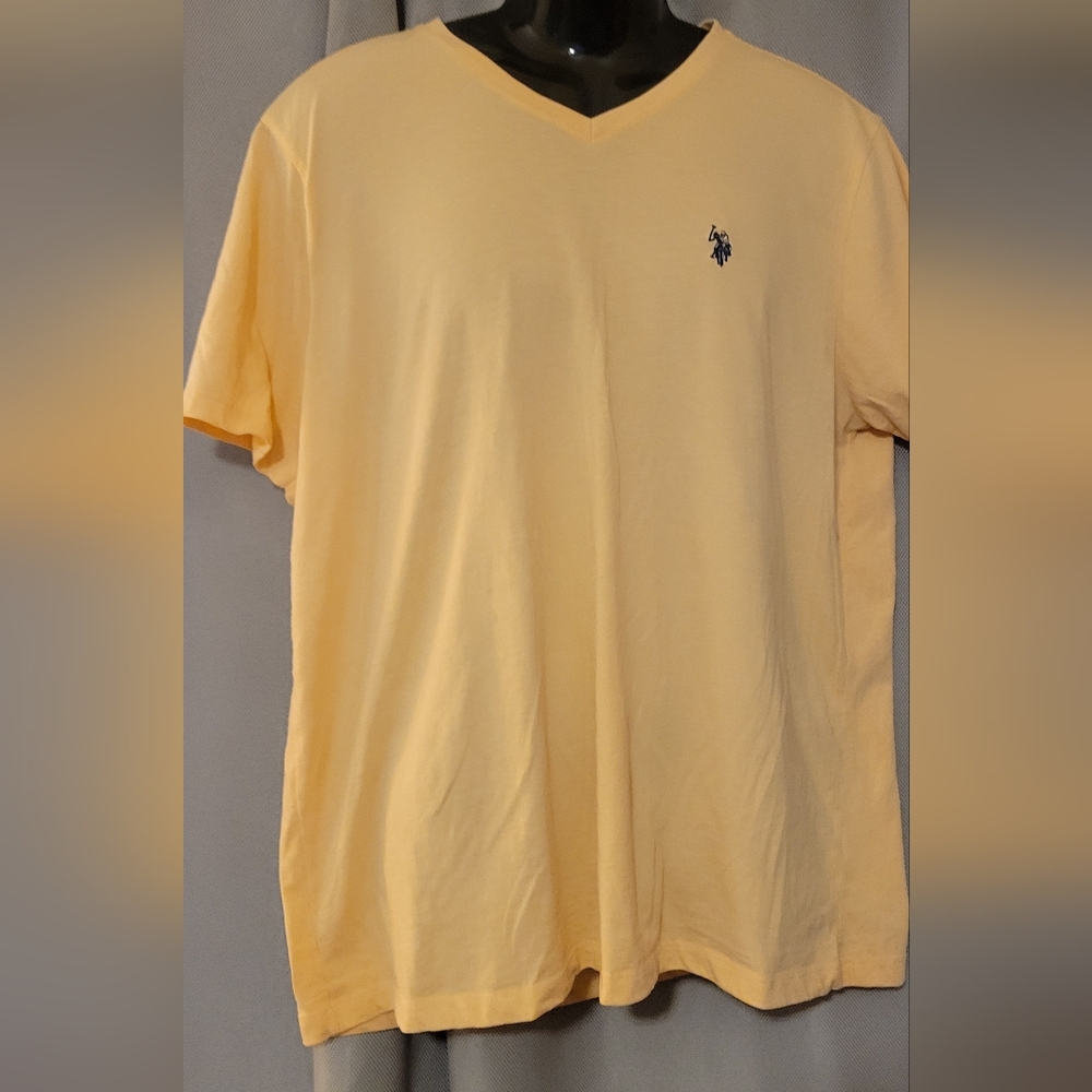 U.S. Polo Assn. Men's Light Yellow V-Neck Tee